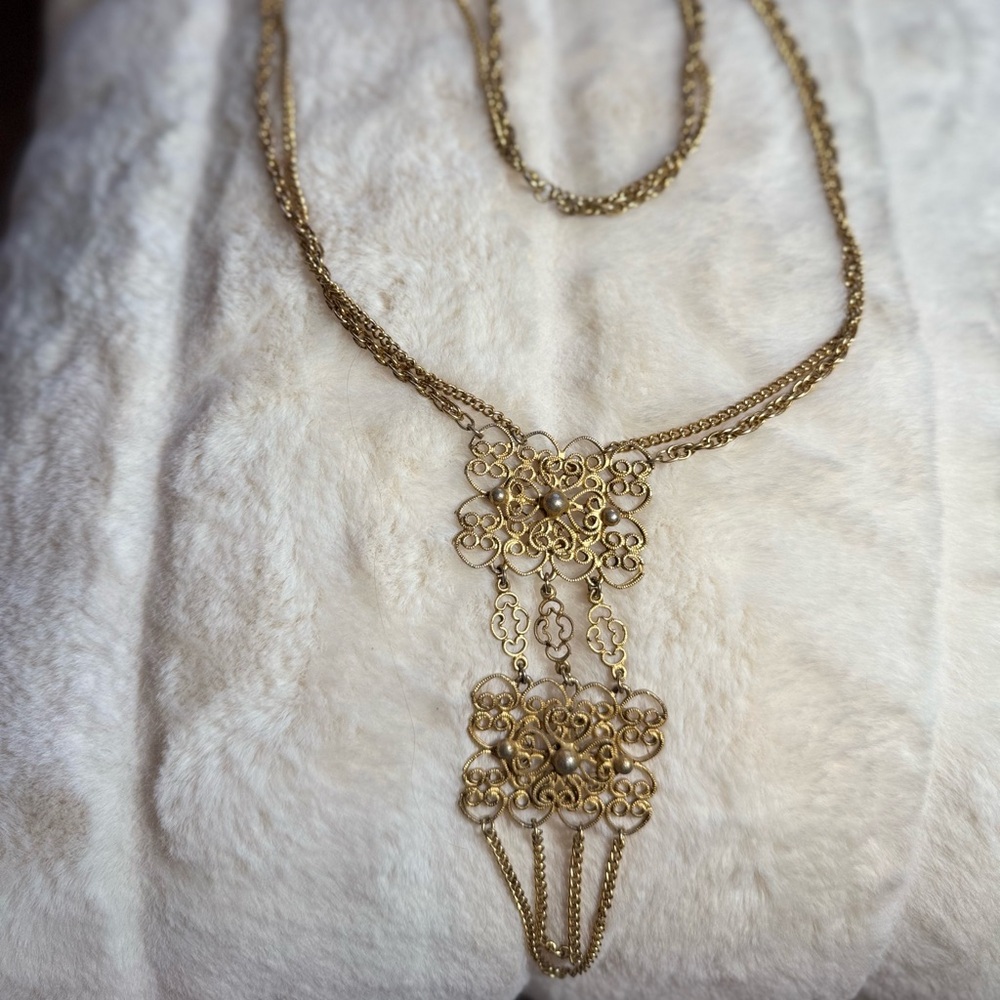 Vintage crown trifari Gold Chain Necklace 1960s